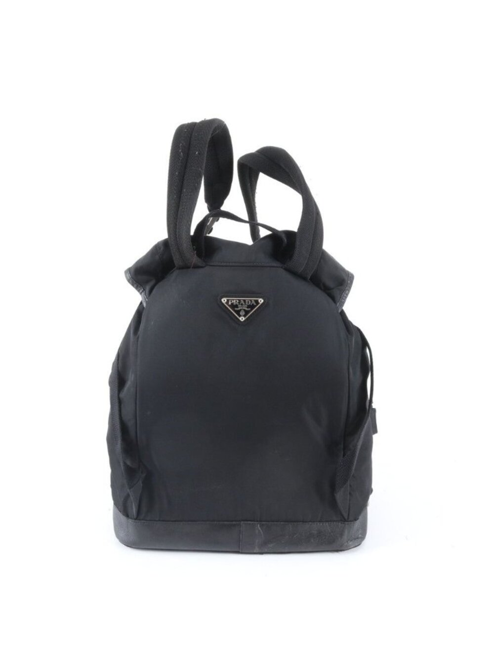 Prada Tessuto Nylon Triangle Logo Leather Backpack - Picture 3 of 13